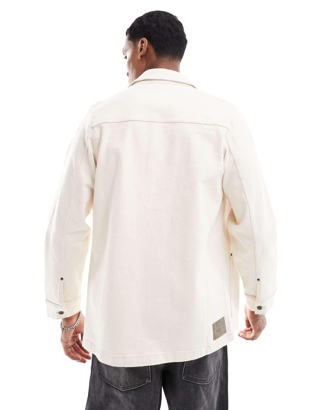 Scalpers marc denim overshirt in ecru   Product Image