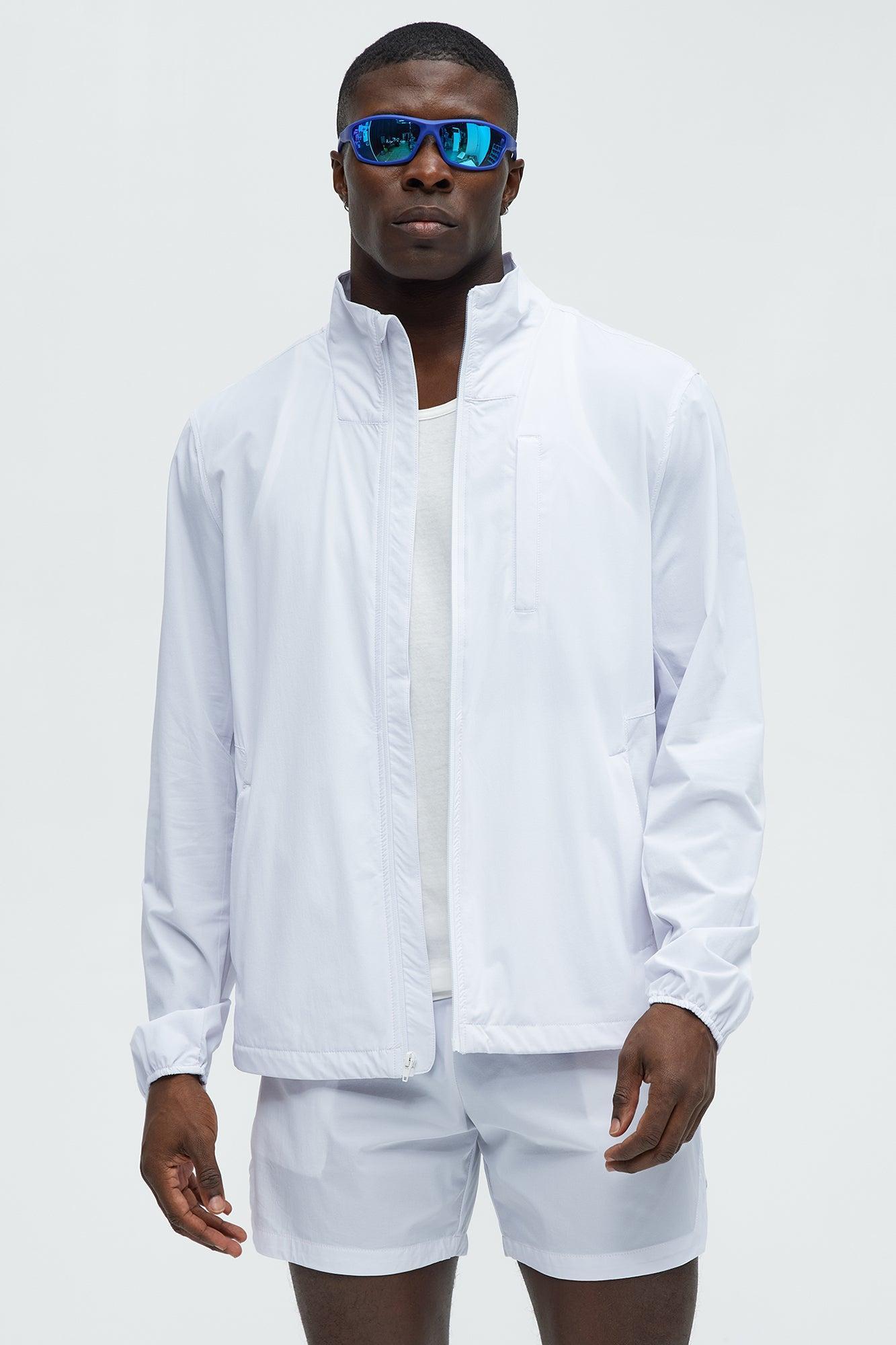 Lightweight Stretch Running Windbreaker Jacket - White Product Image