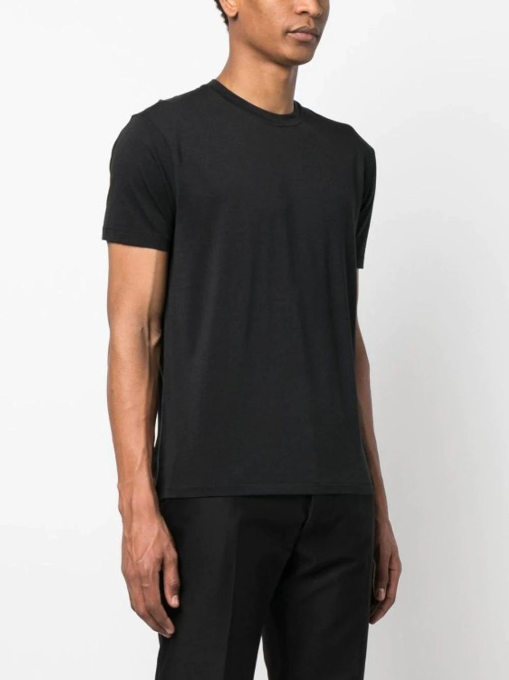 TOM FORD Black Basic Crewneck T-shirt With Tonal Stitching In Cotton Blend Man Product Image