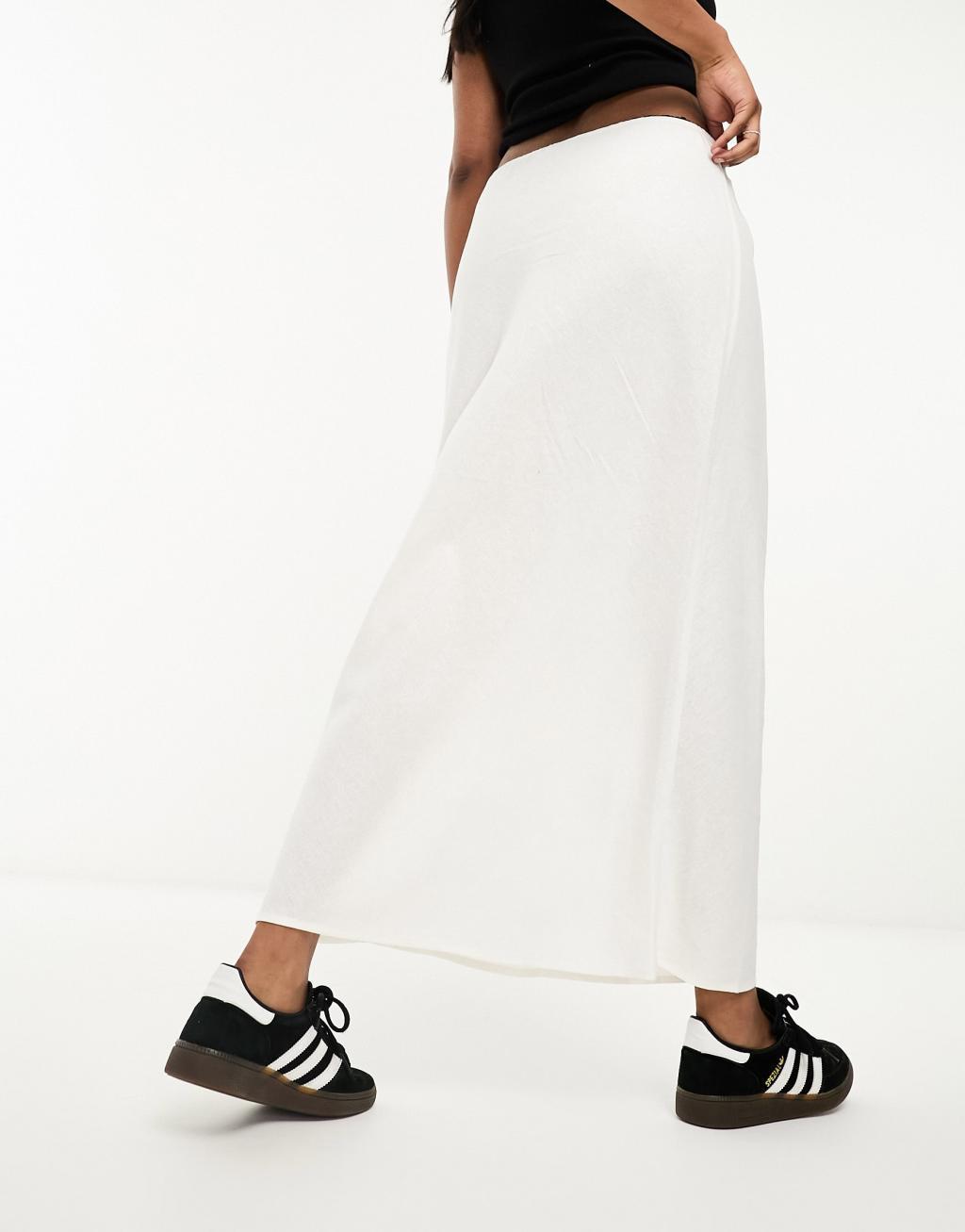 ASOS DESIGN linen bias midi skirt Product Image