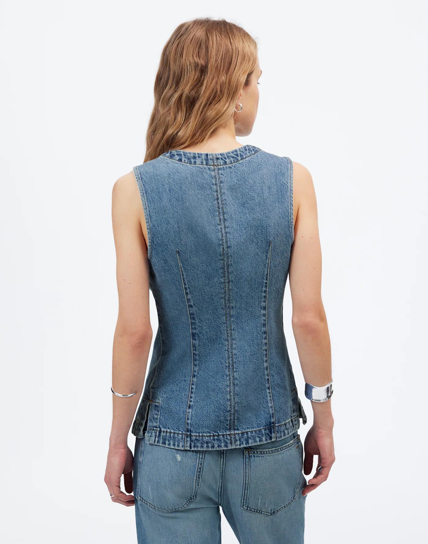 Denim High Crewneck Vest Product Image