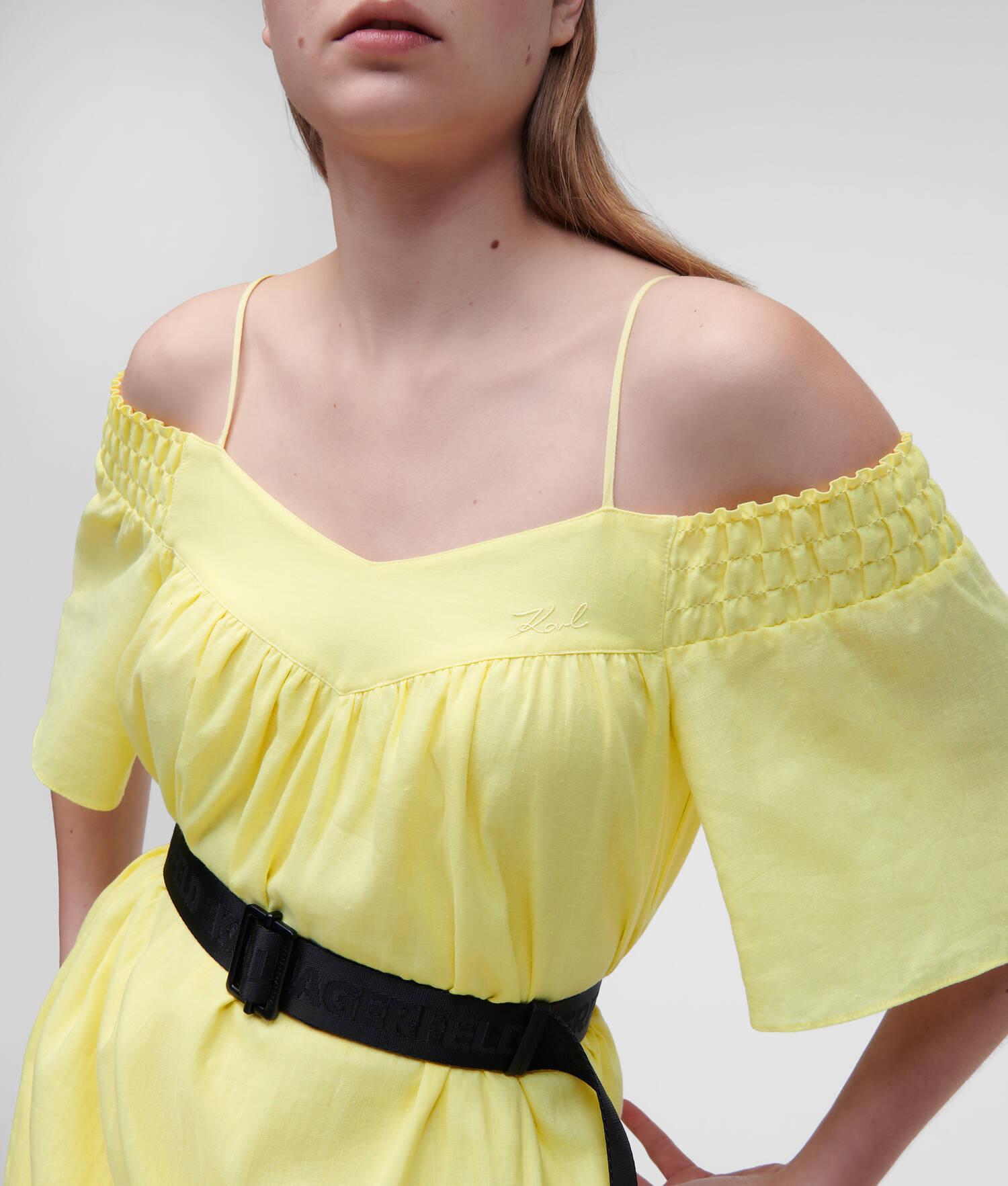 OFF-SHOULDER DRESS WITH BELT Product Image