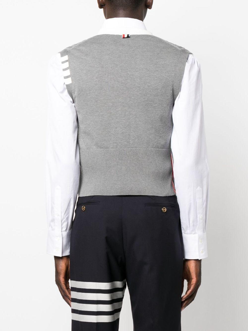 THOM BROWNE V-neck Knitted Waistcoat In Grey Product Image