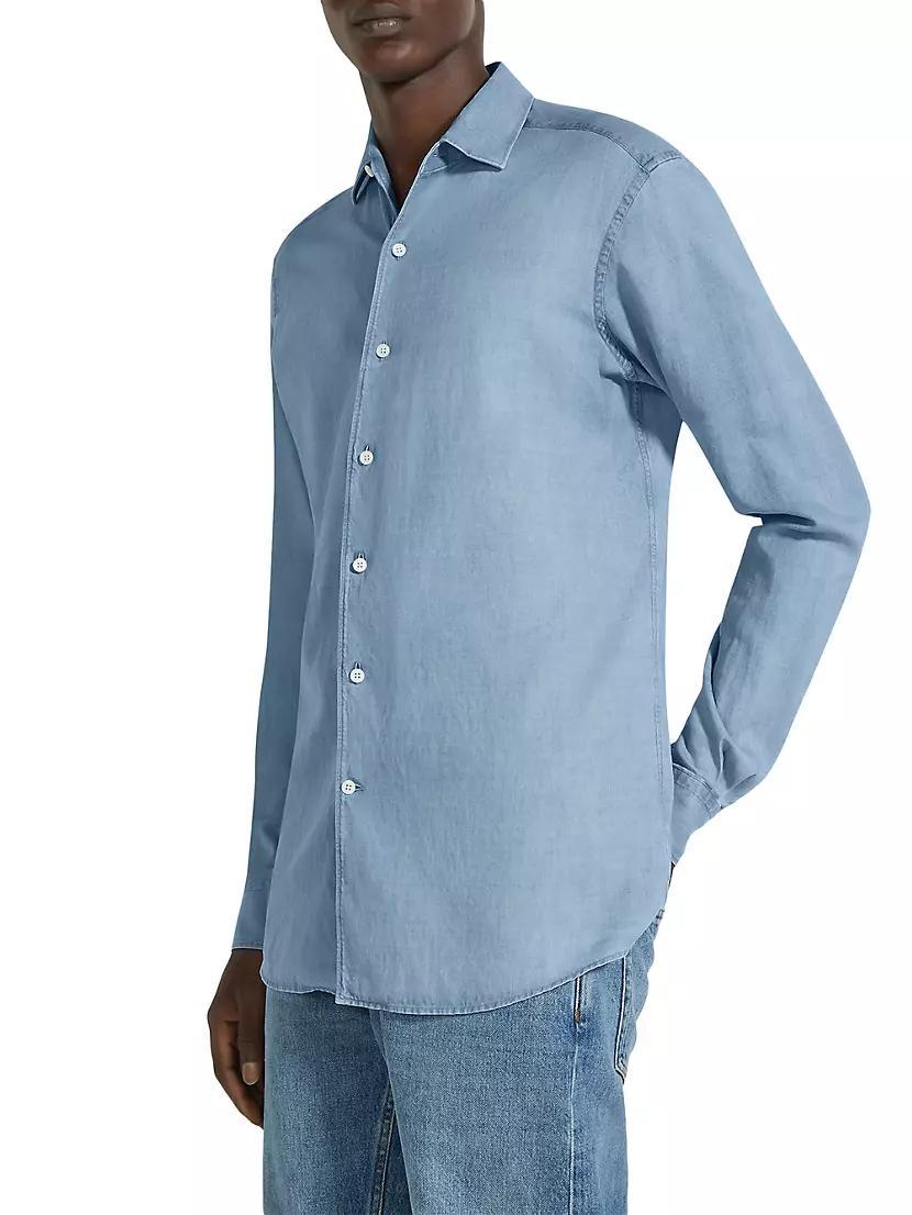 Bleached Cotton and Linen Denim Shirt Product Image