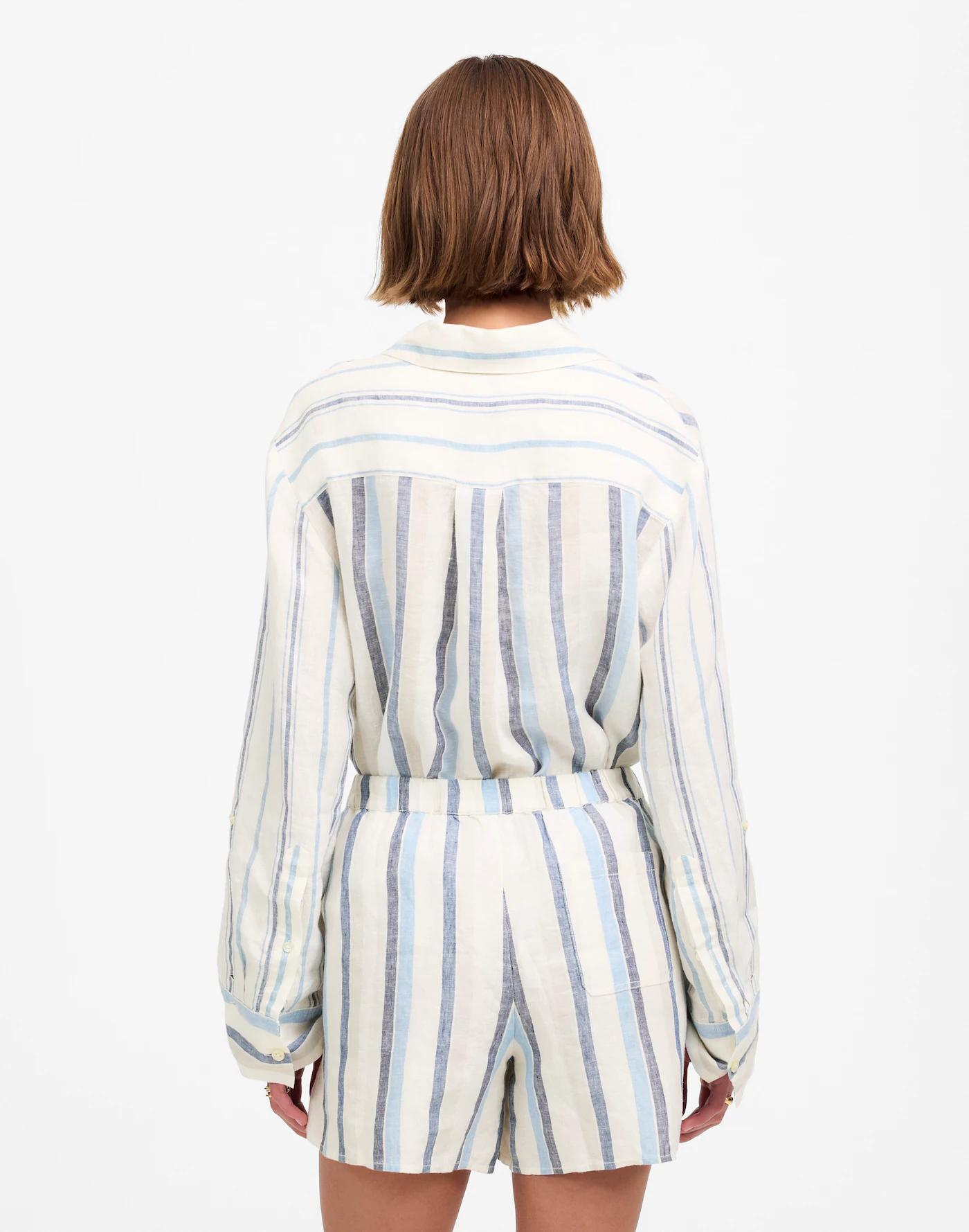 Curved Hem Pull-On Shorts in 100% Linen Product Image