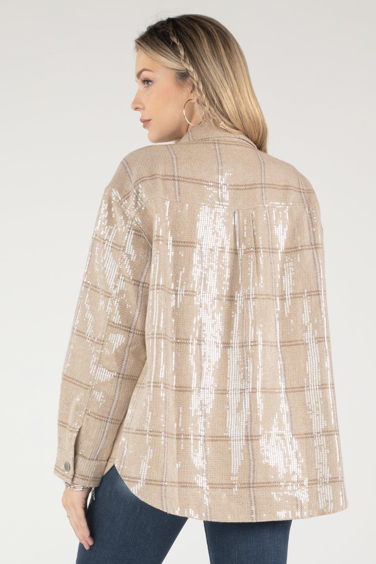 Sequin Plaid Shacket Product Image