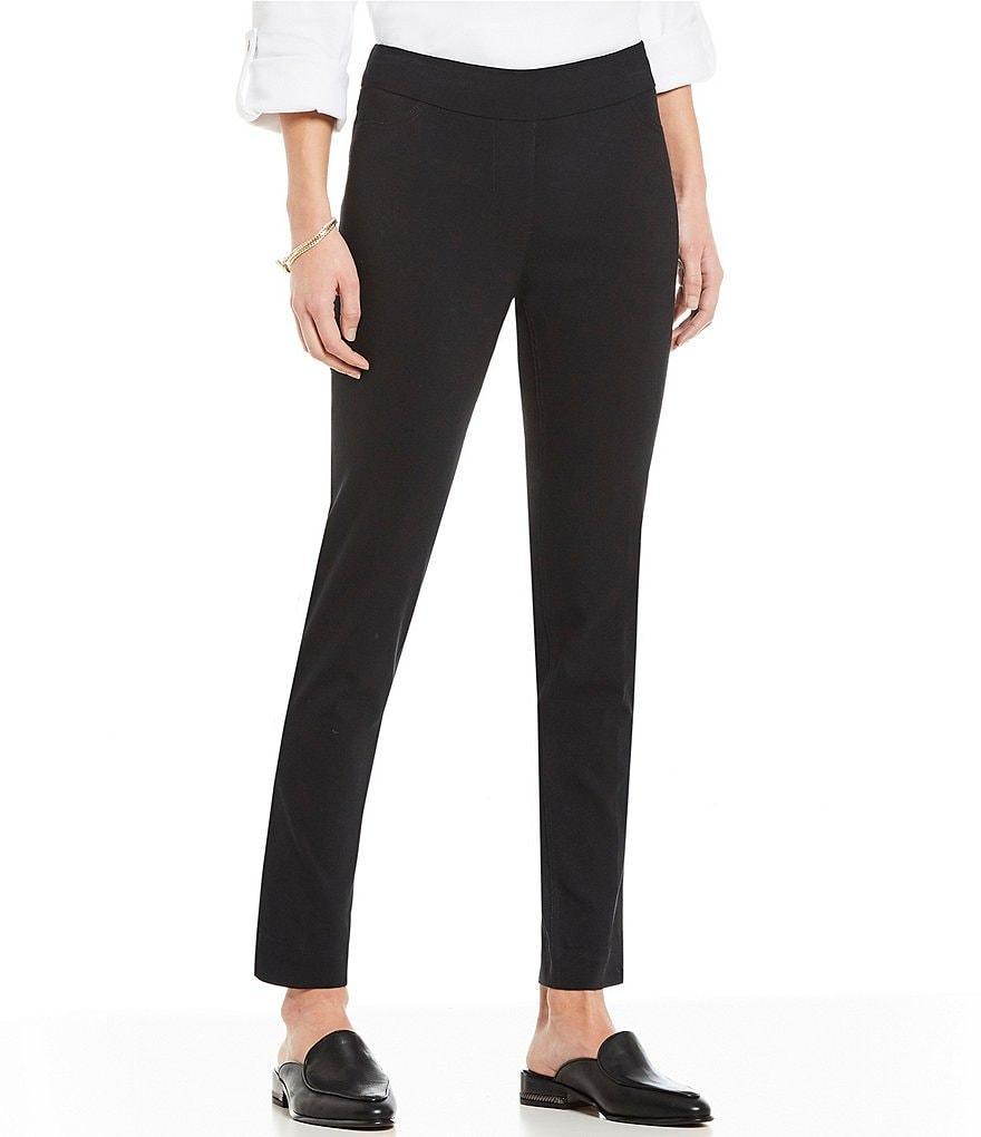 Slimsation® by Multiples Flat Front Straight Leg Pull-On Ankle Pants Product Image