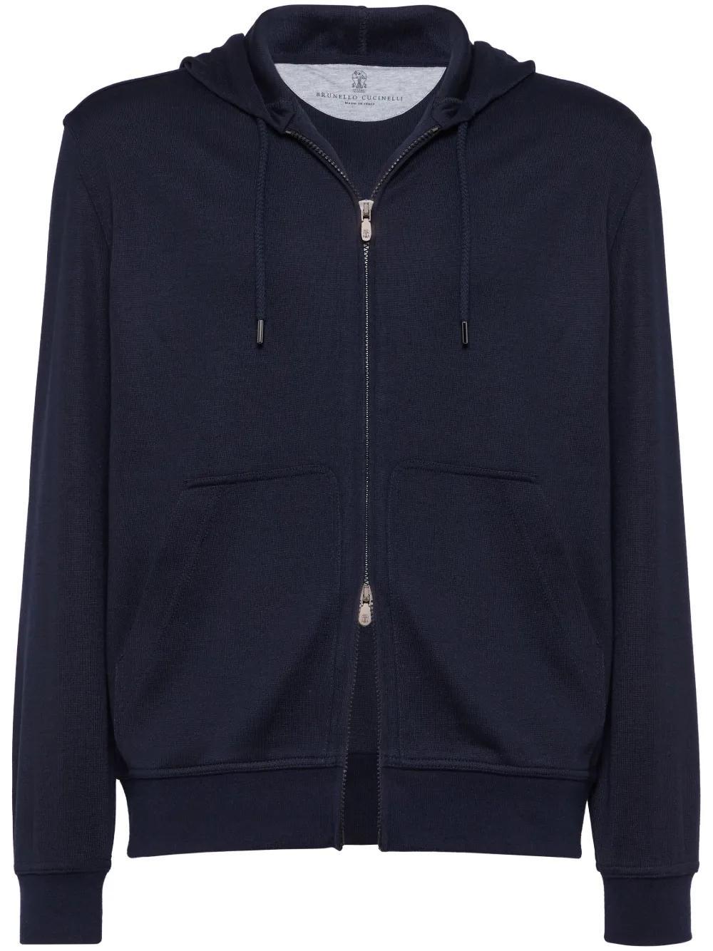 BRUNELLO CUCINELLI Knitted Hoodie In Blue Product Image