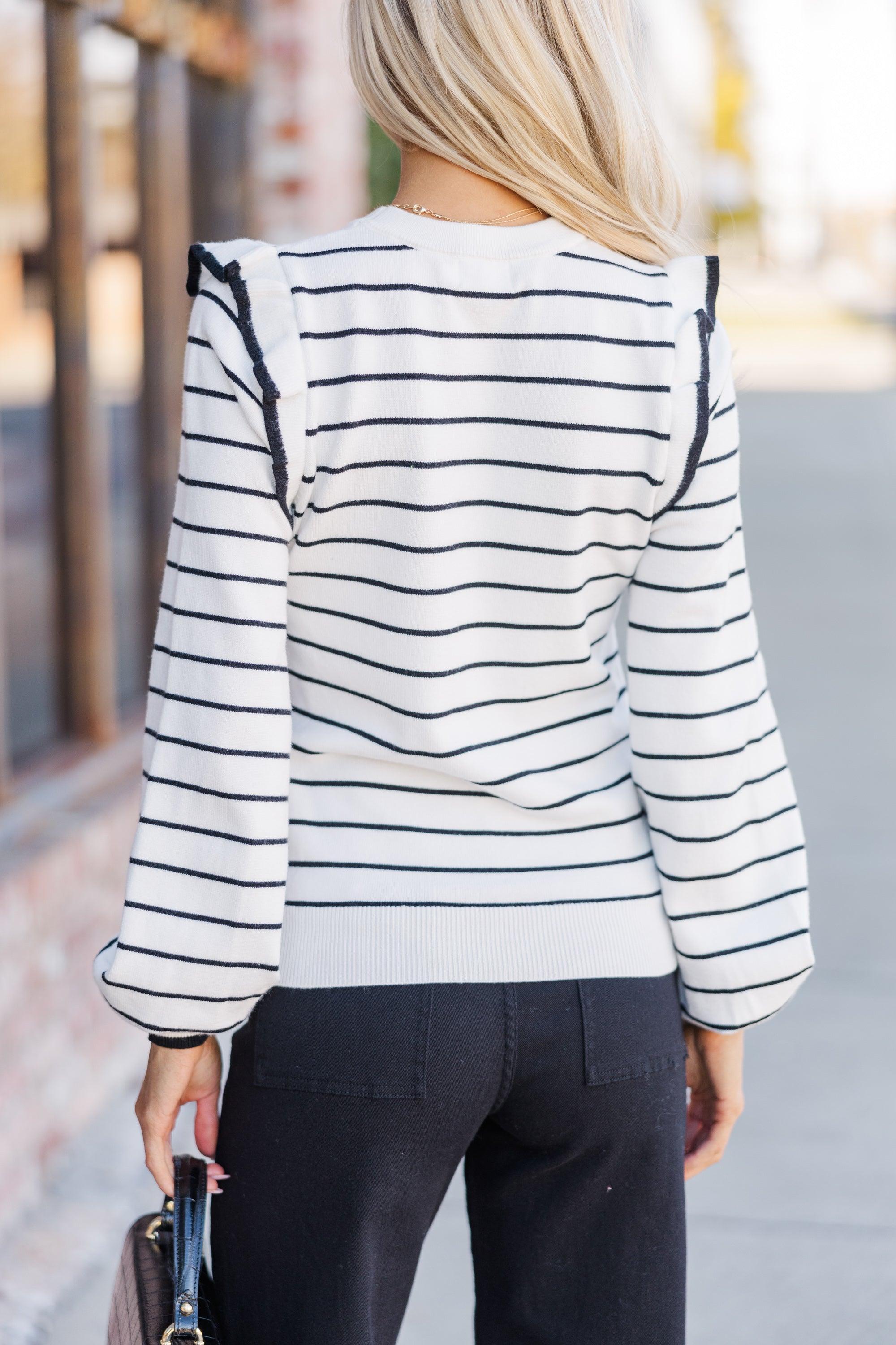 Let You Win Cream/Black Striped Sweater Female Product Image