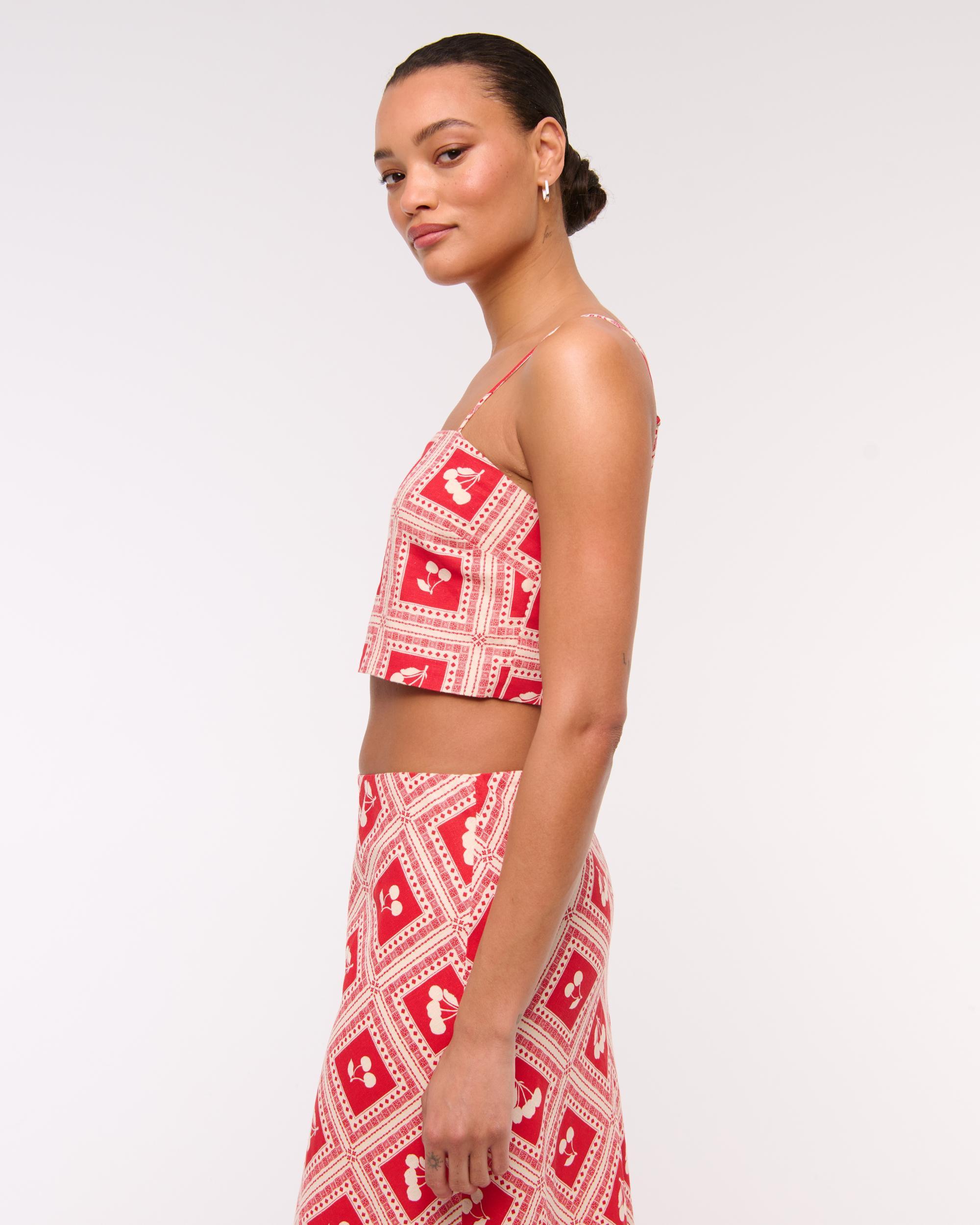 Cropped Linen-Blend Cami Product Image