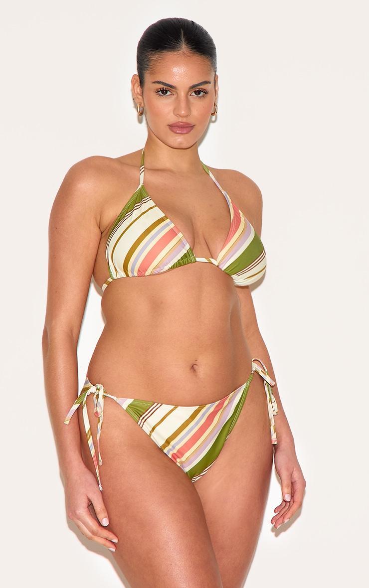 Plus Multi Diagonal Stripe Triangle Bikini Top Product Image
