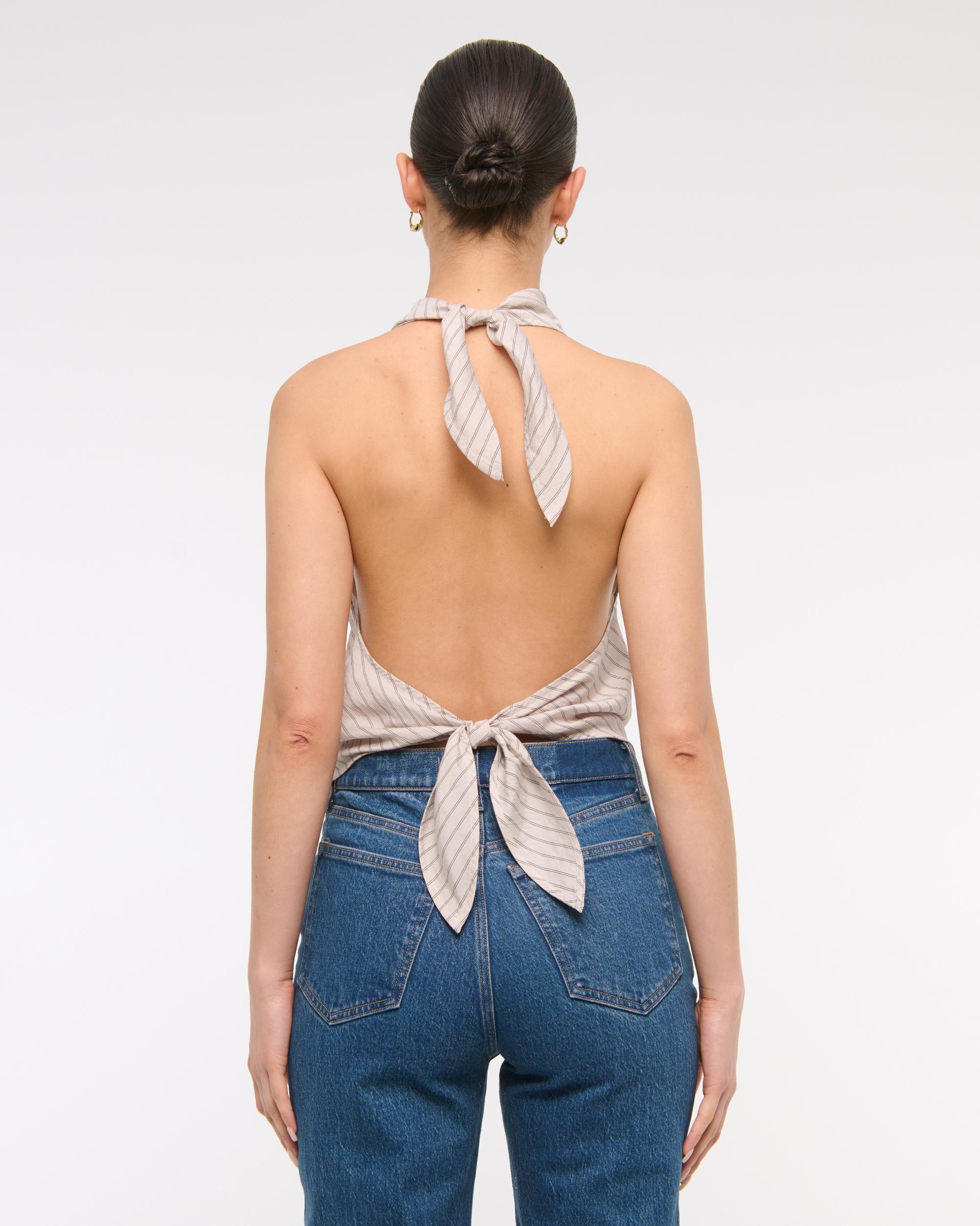 Cowl Neck Tie-Back Halter Top Product Image
