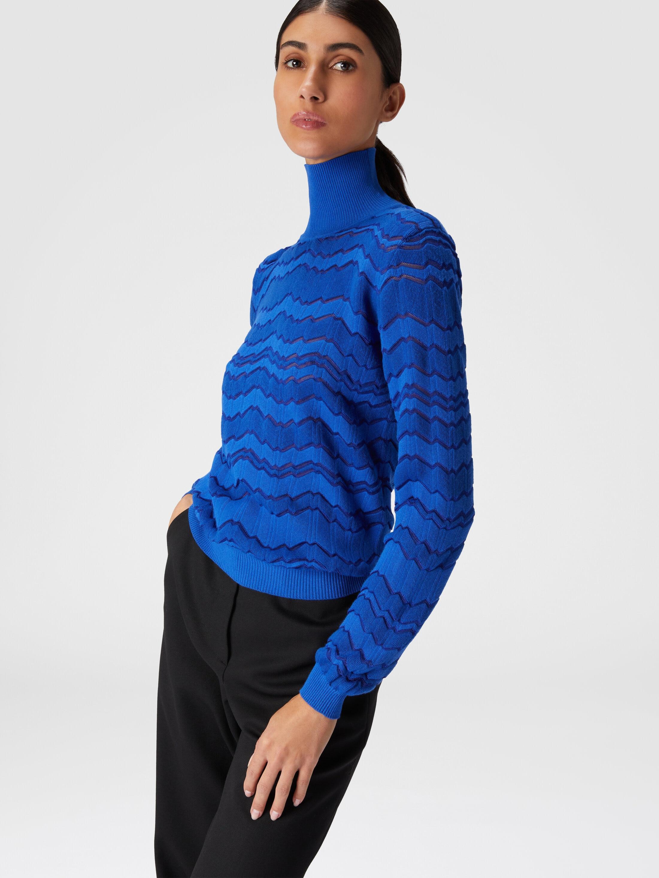 Viscose and wool turtleneck with tone-on-tone zigzag Product Image