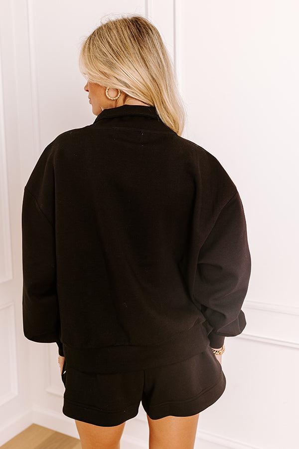 Street Style Chic Long Sleeve Scuba Top in Black Product Image