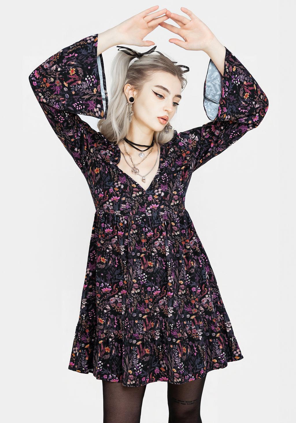 Heliotrope Floral Mini Smock Dress Product Image