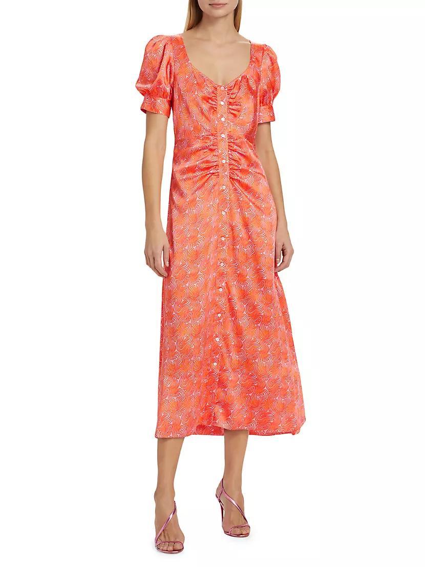 Ximena Summer Waves Satin Midi-Dress Product Image