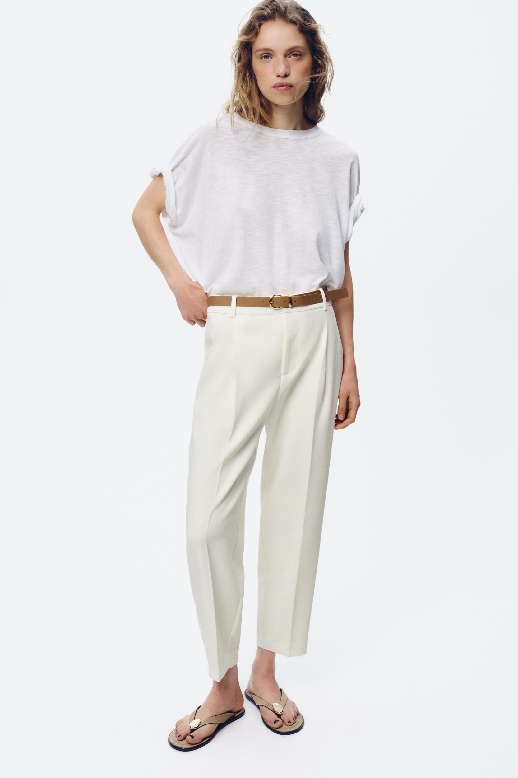 PLEATED BELTED PANTS Product Image
