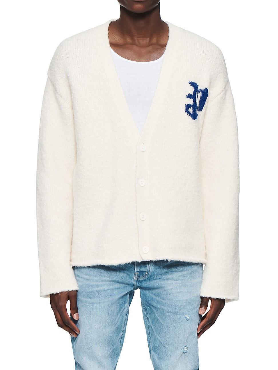 Mens Logo Knit V-Neck Cardigan Product Image