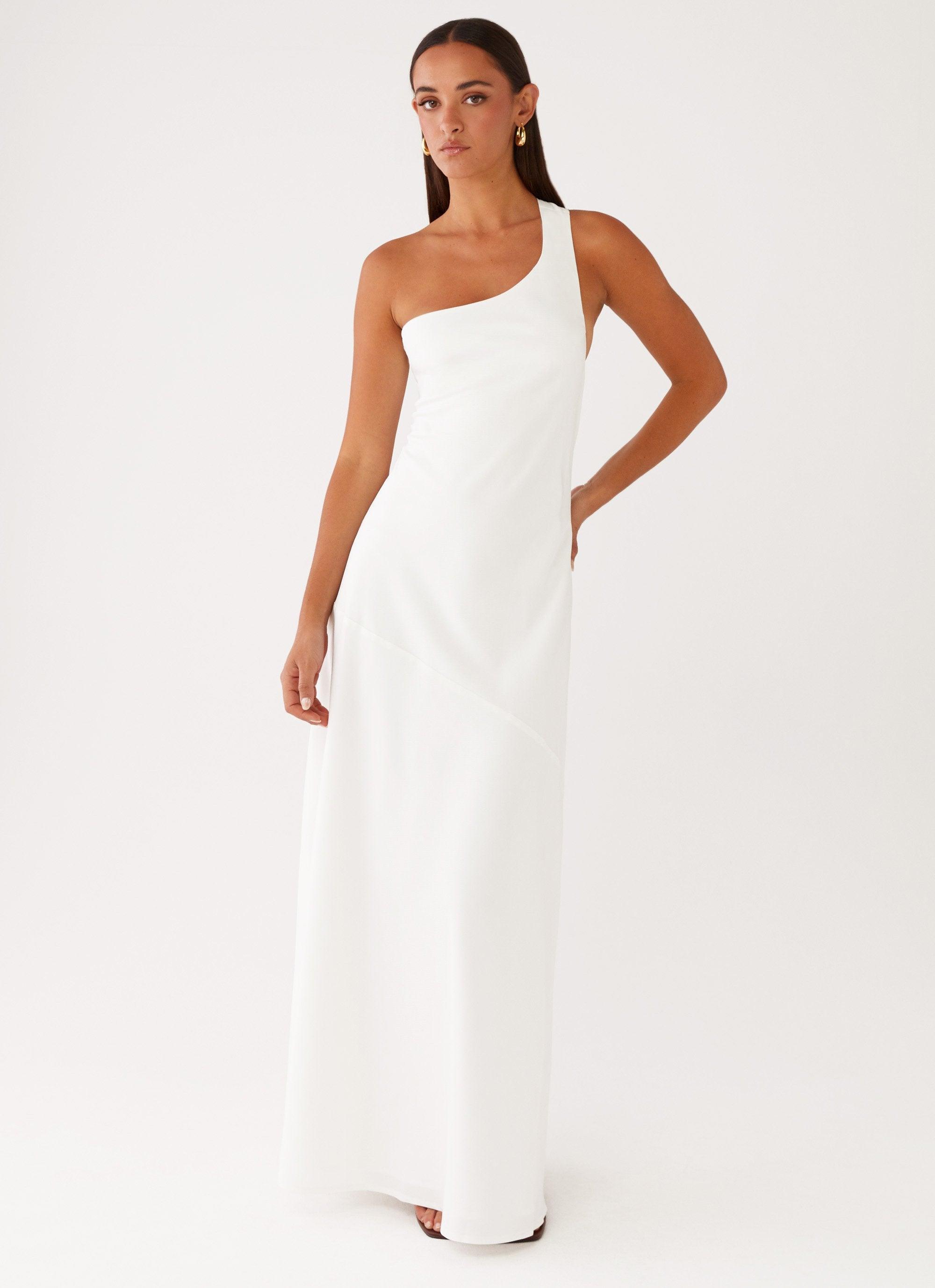 Oaklyn One Shoulder Maxi Dress - Ivory Girls Product Image