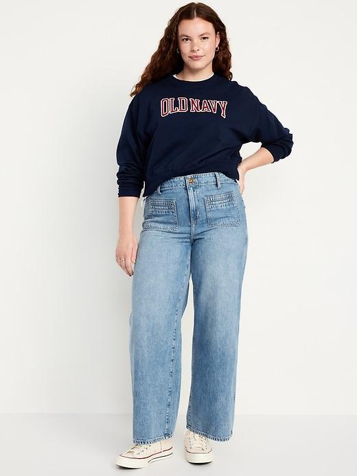 High-Waisted Baggy Wide-Leg Trouser Jeans Product Image