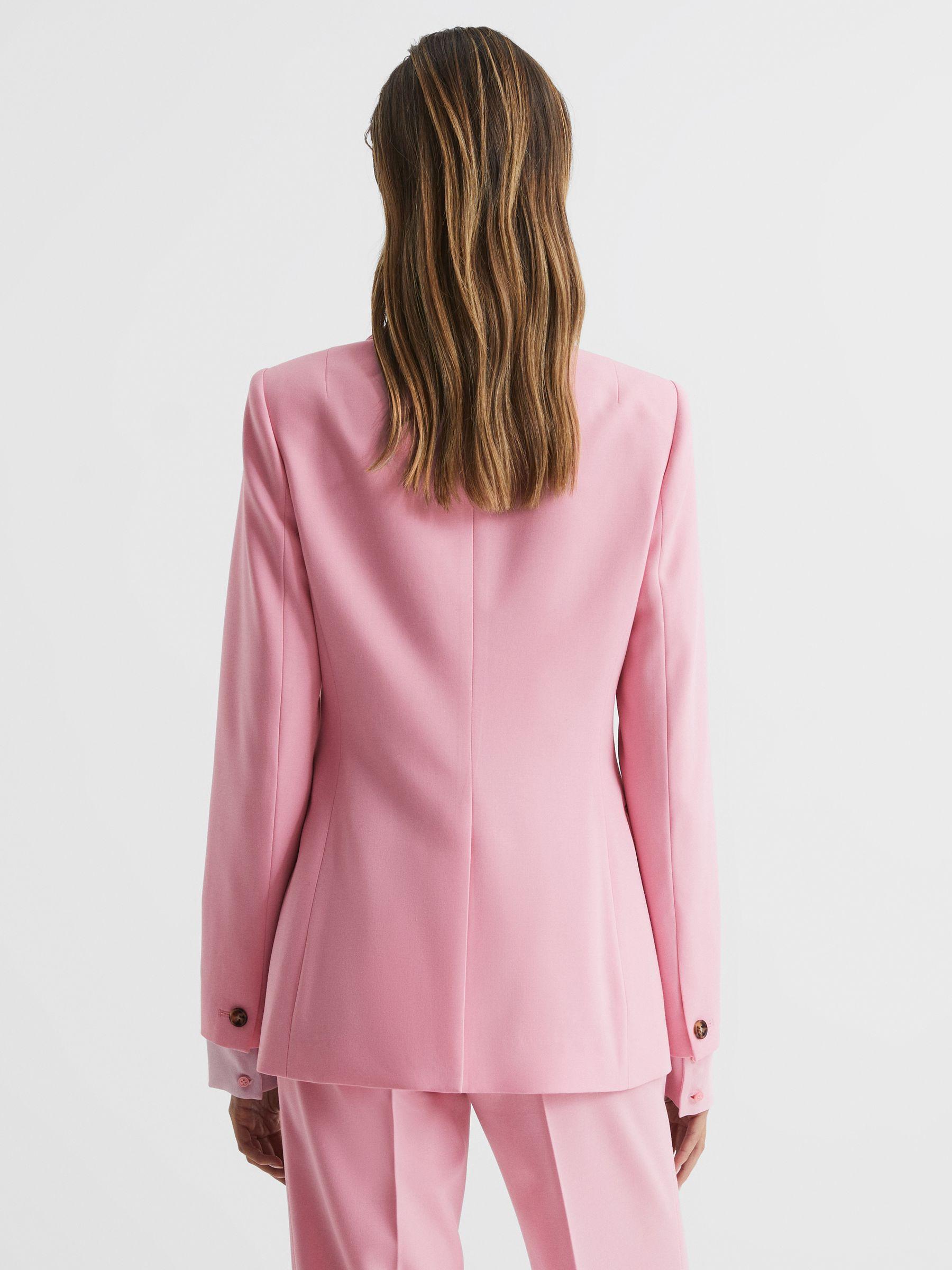 Single Breasted Wool Blend Blazer in Pink Product Image