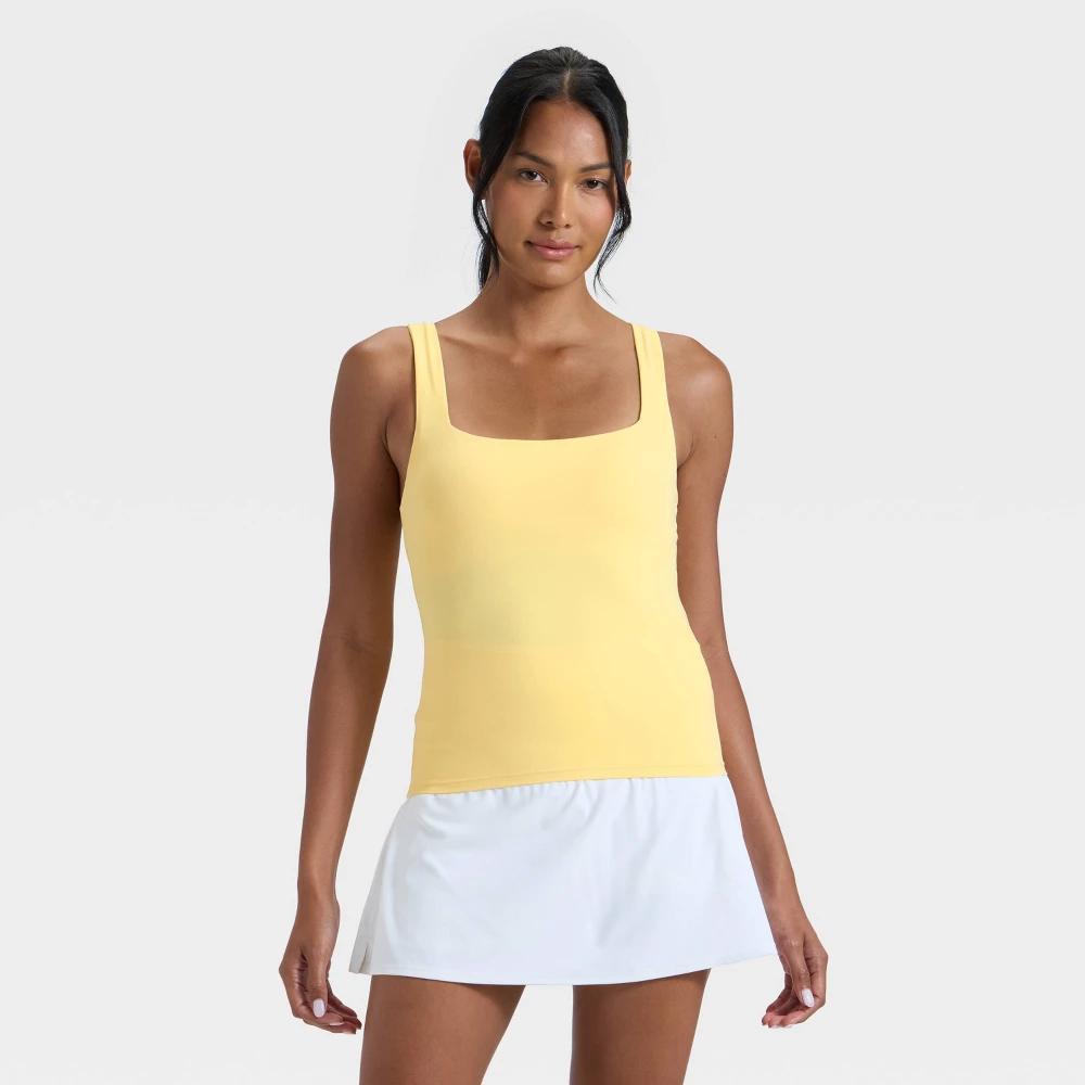 Women's Everyday Soft Square Neck Support Tank Top - All In Motion™ Yellow XXL Product Image