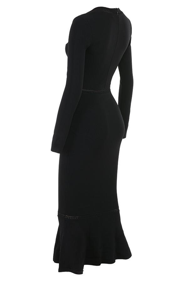 Sasha Black Dainty Knit Midi Dress Product Image