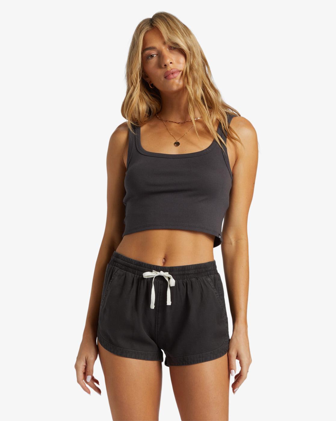 Road Trippin Elastic Waist Shorts - Off Black - Off Black Female Product Image