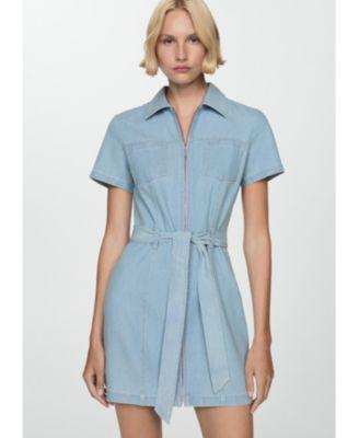 Mango Womens Belted Denim Dress Product Image