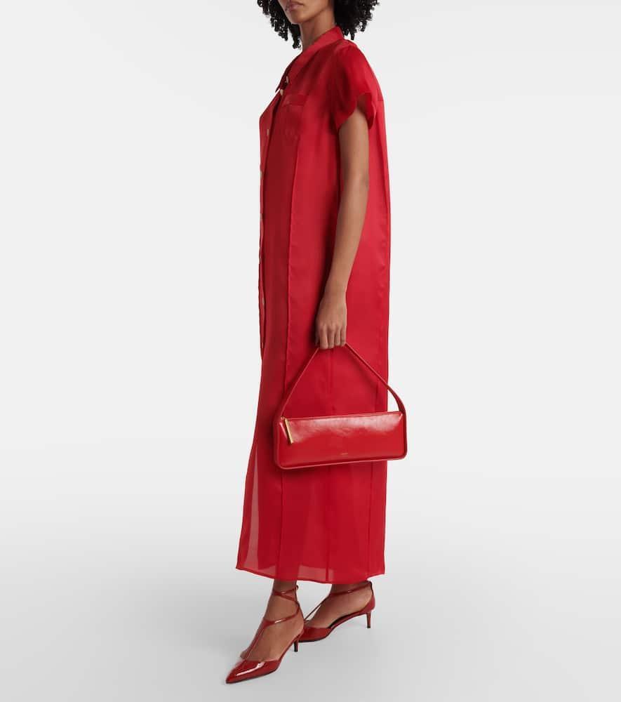 KHAITE Lori Crackle Patent Leather Shoulder Bag In Red Product Image