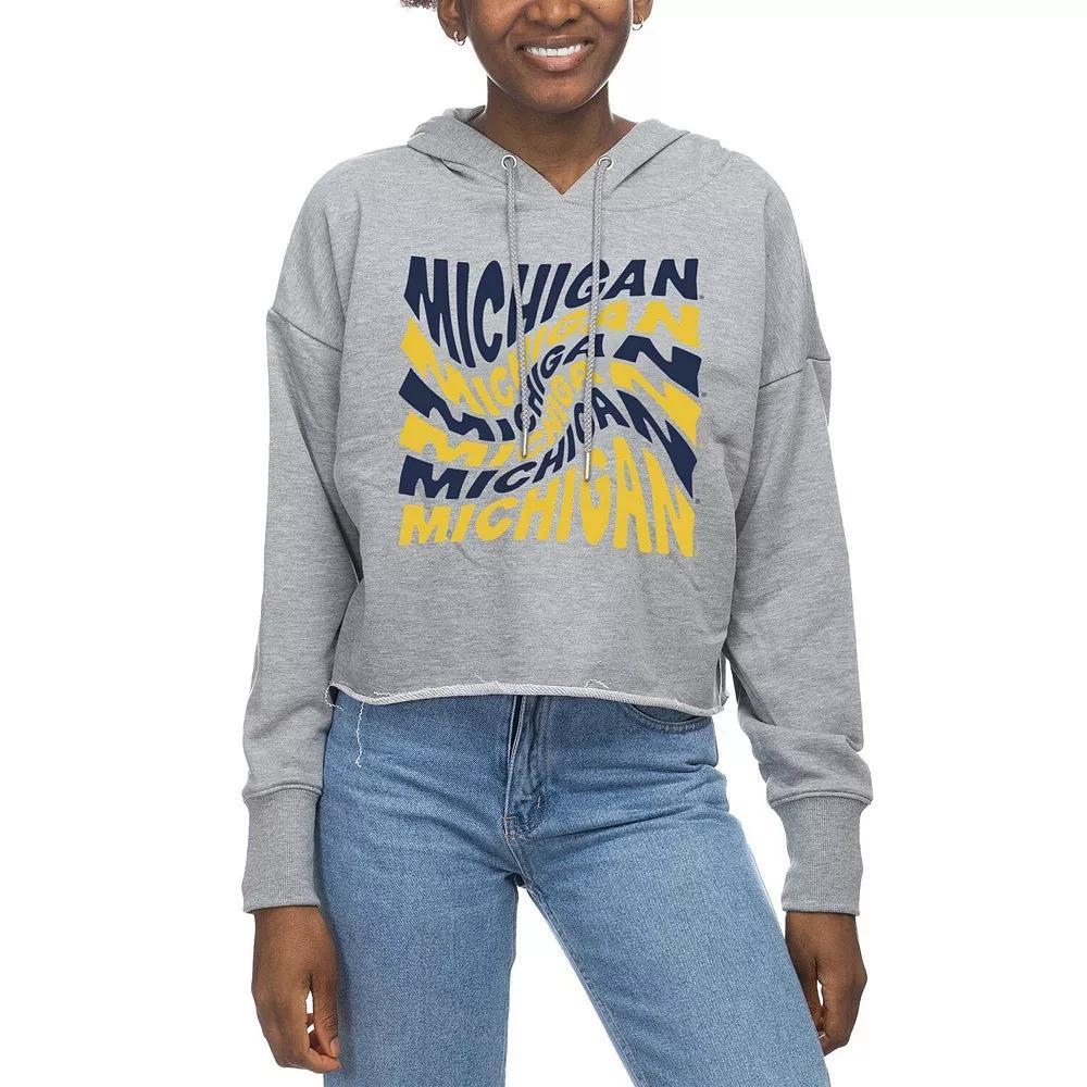 Women's ZooZatz Gray Michigan Wolverines Swirl Cropped Pullover Hoodie, Size: Medium, Grey Product Image