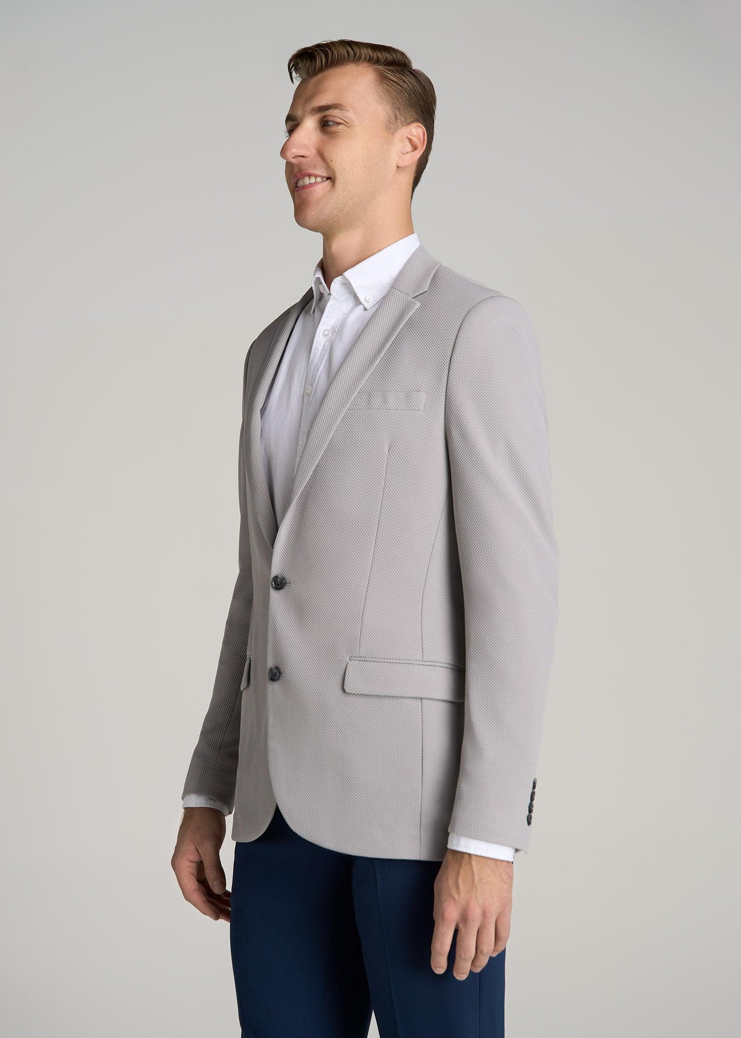 Textured Blazer for Tall Men in Soft Grey Male Product Image