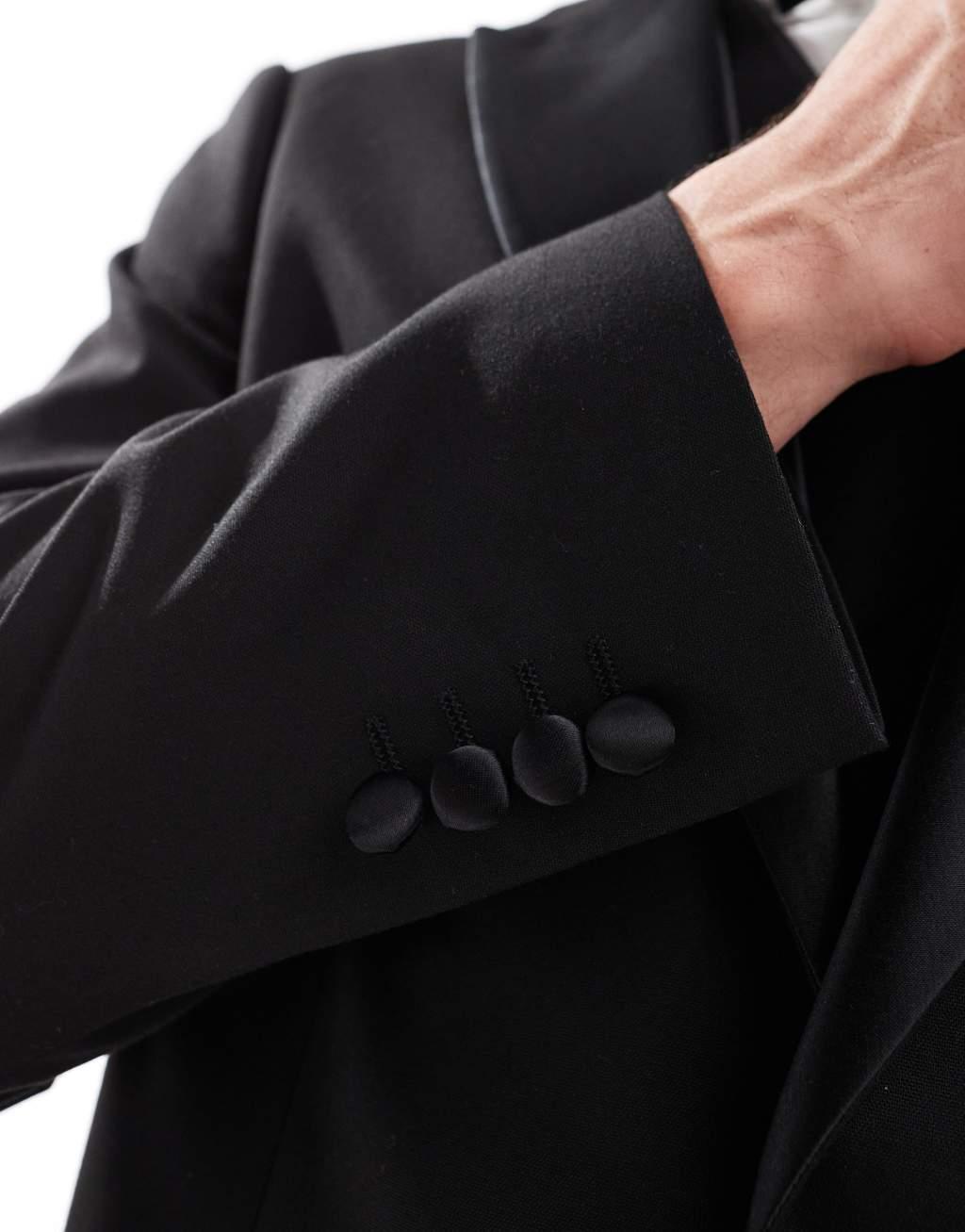 ASOS DESIGN slim fit tuxedo jacket in black Product Image
