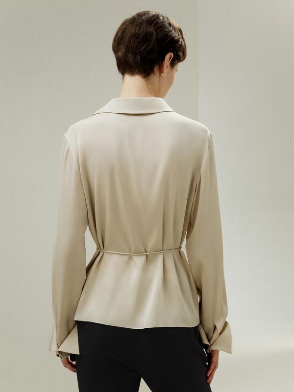 Asymmetrical Shirt with Waist Tie Product Image