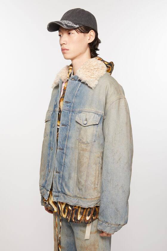 Denim fur trim jacket - Oversized fit Product Image