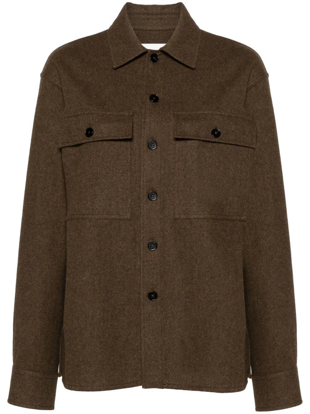 JIL SANDER + Felted Wool Overshirt In Green Product Image