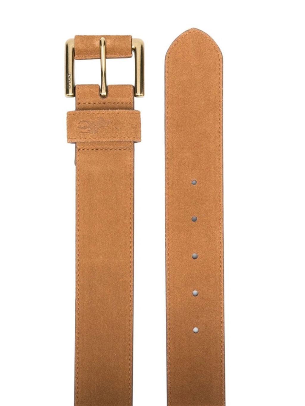 POLO RALPH LAUREN Men's Suede Roller Buckle Belt In Tan Product Image