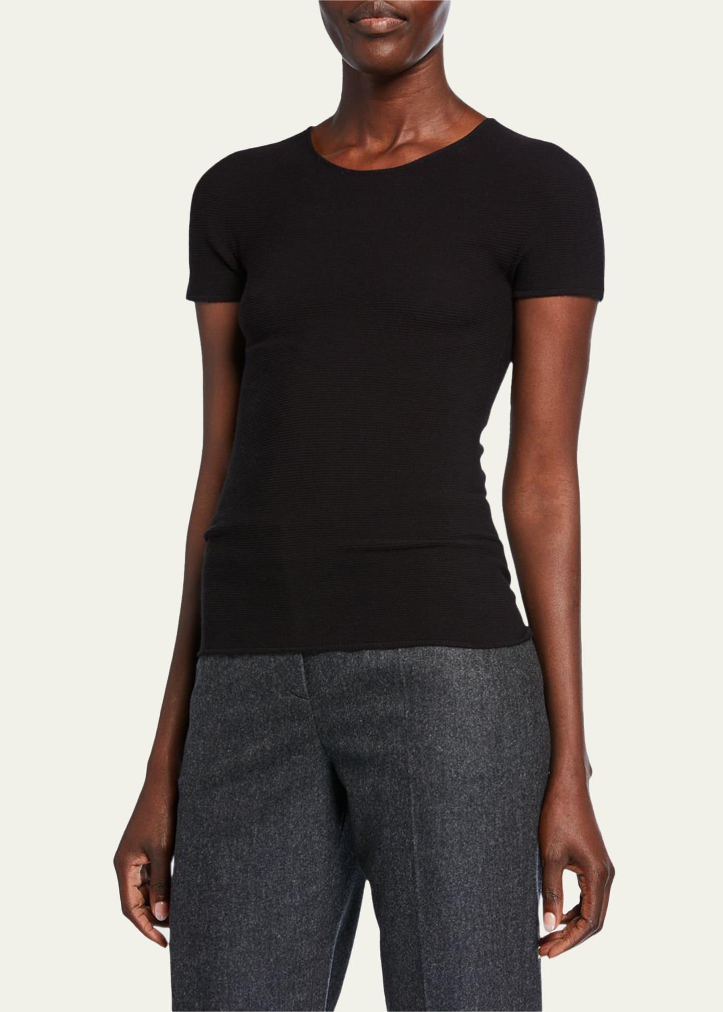 Scoop-Neck Short-Sleeve Tee, Black Product Image