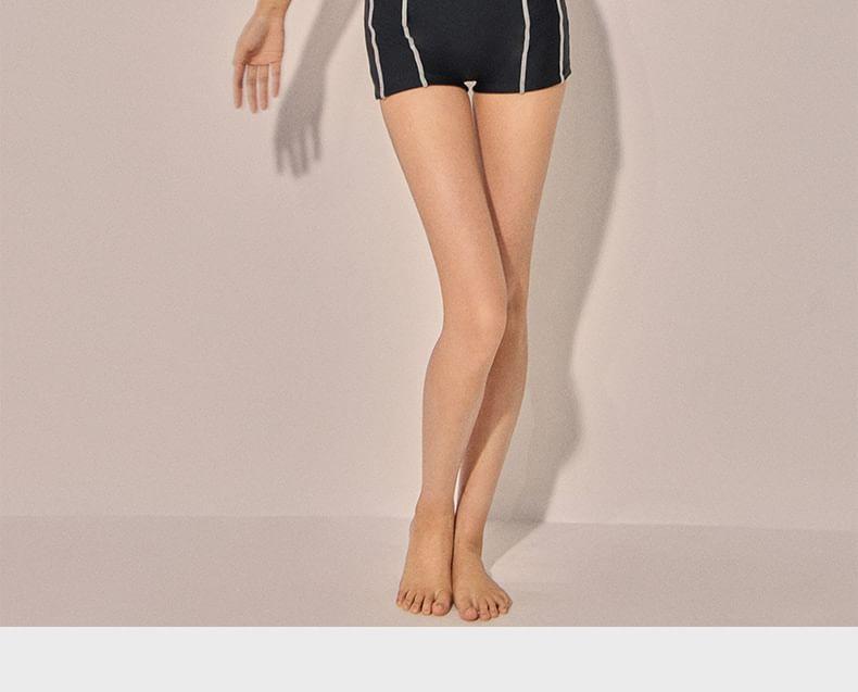 Lettering Striped Swimsuit Product Image