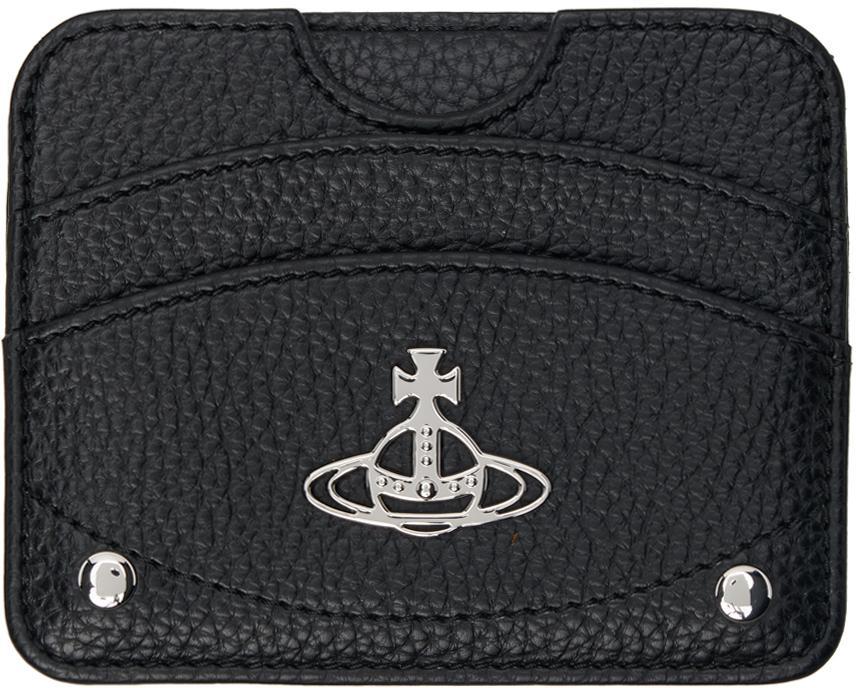 VIVIENNE WESTWOOD Black Half Moon Faux-leather Card Holder In N403 Black Product Image