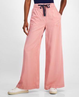 Nautica Jeans Womens Contrast-Tie Wide-Leg Pull-On Pants Product Image