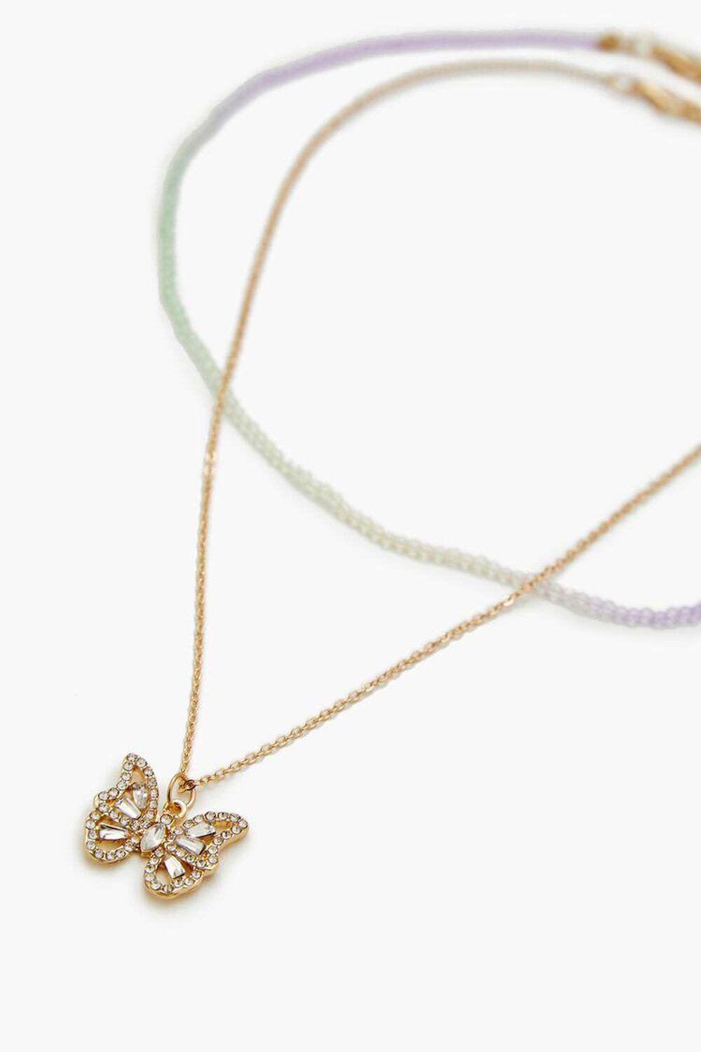 Butterfly & Bead Necklace Set | Forever 21 Product Image