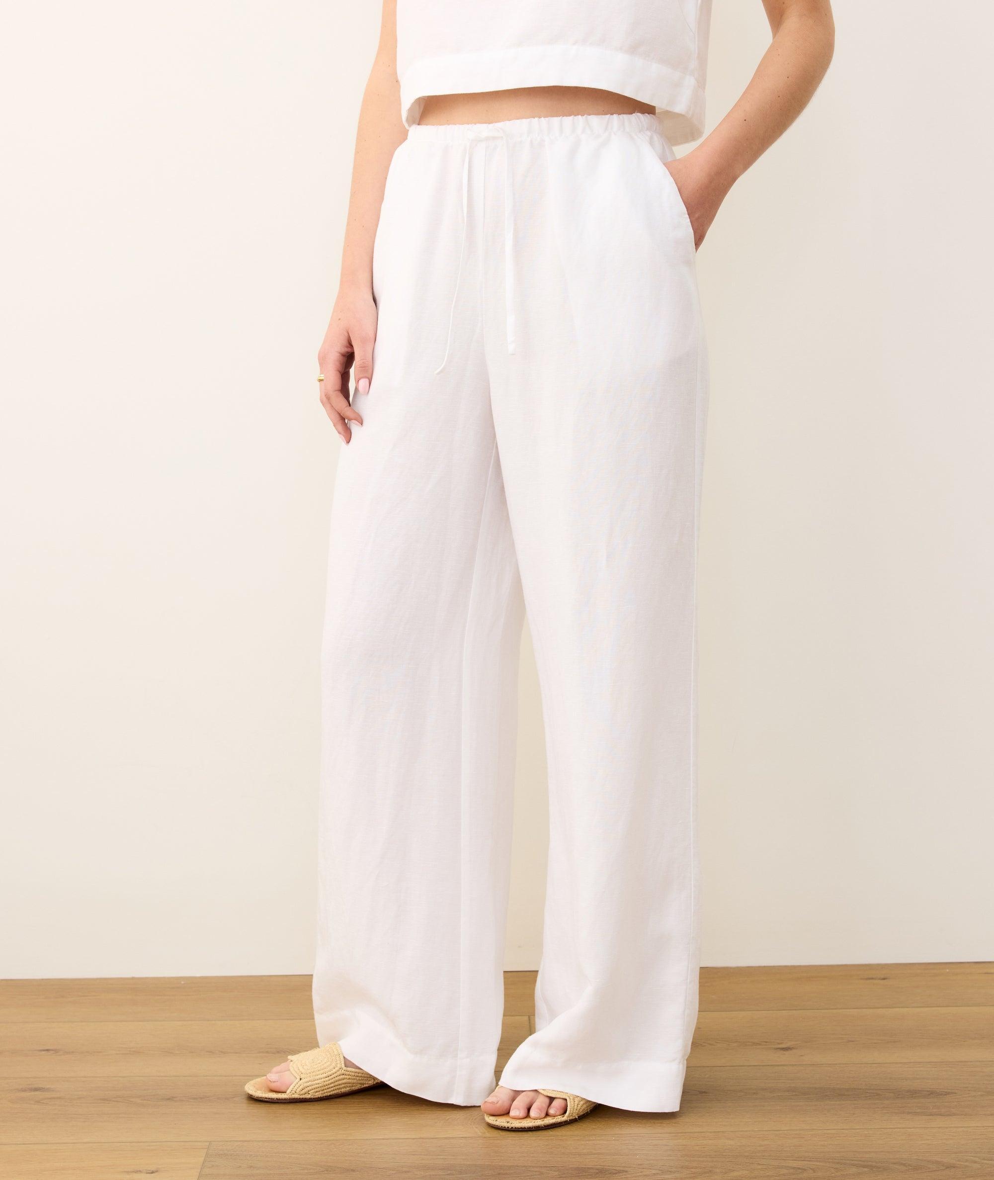 Linen Drawstring Wide Leg Pant Product Image