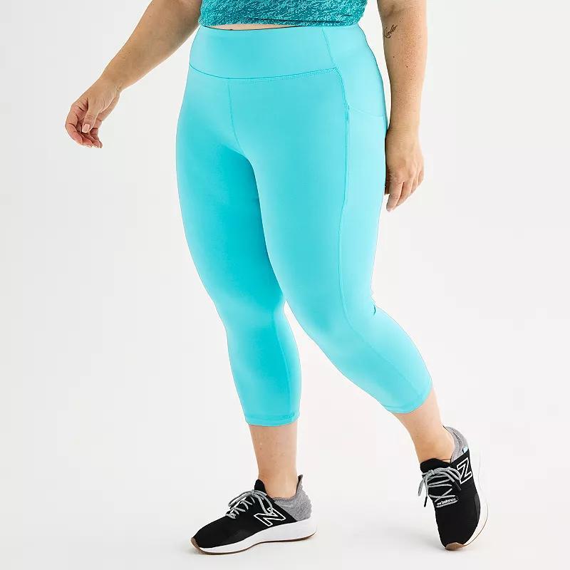 Plus Size Tek Gear Ultrastretch Pocket High-Waisted Capri Leggings, Womens Product Image