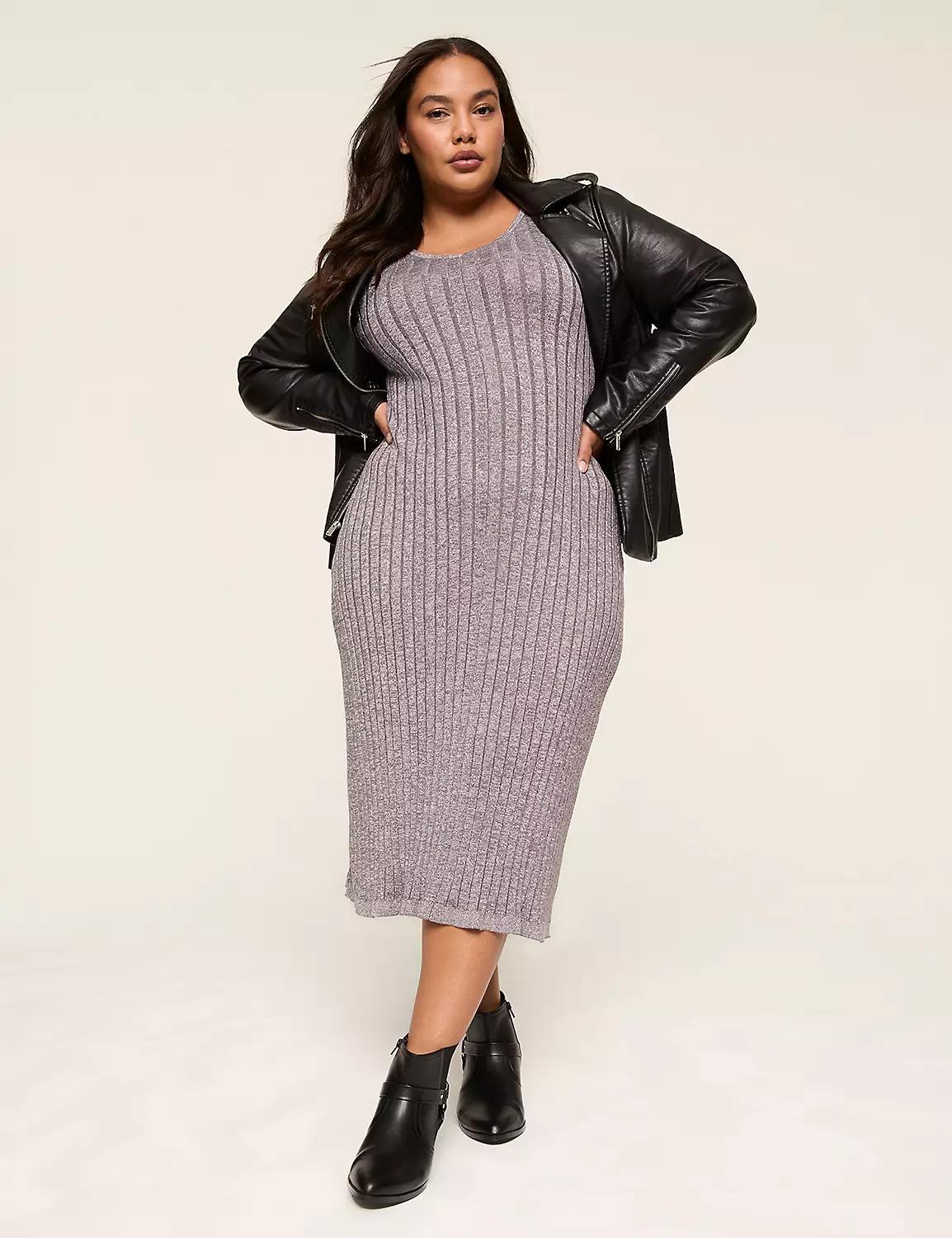 Lurex Shimmer Rib Sweater Midi Dress Product Image
