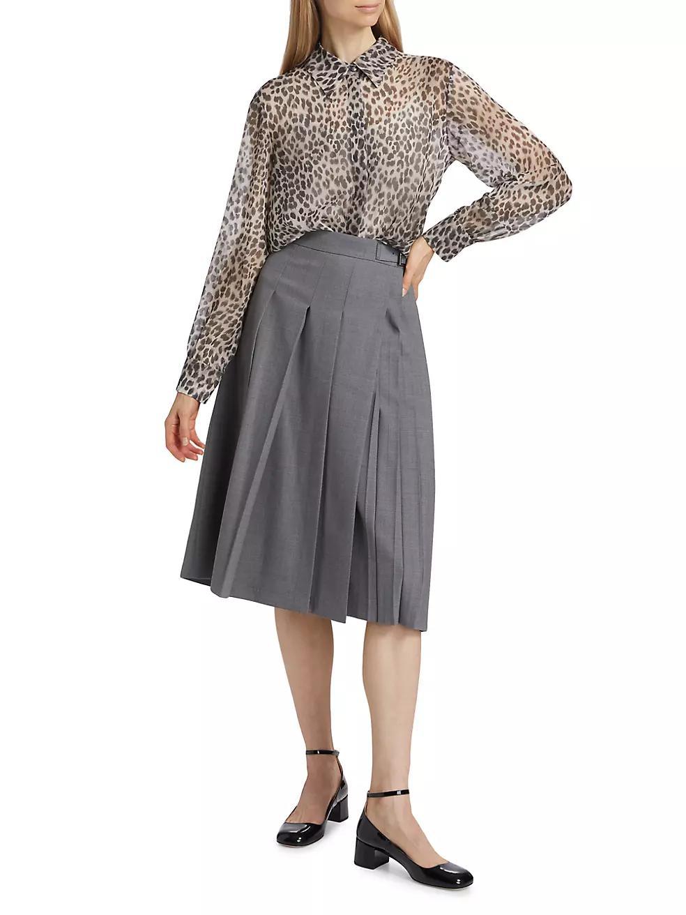 Valzer Leopard Silk Long-Sleeve Shirt Product Image