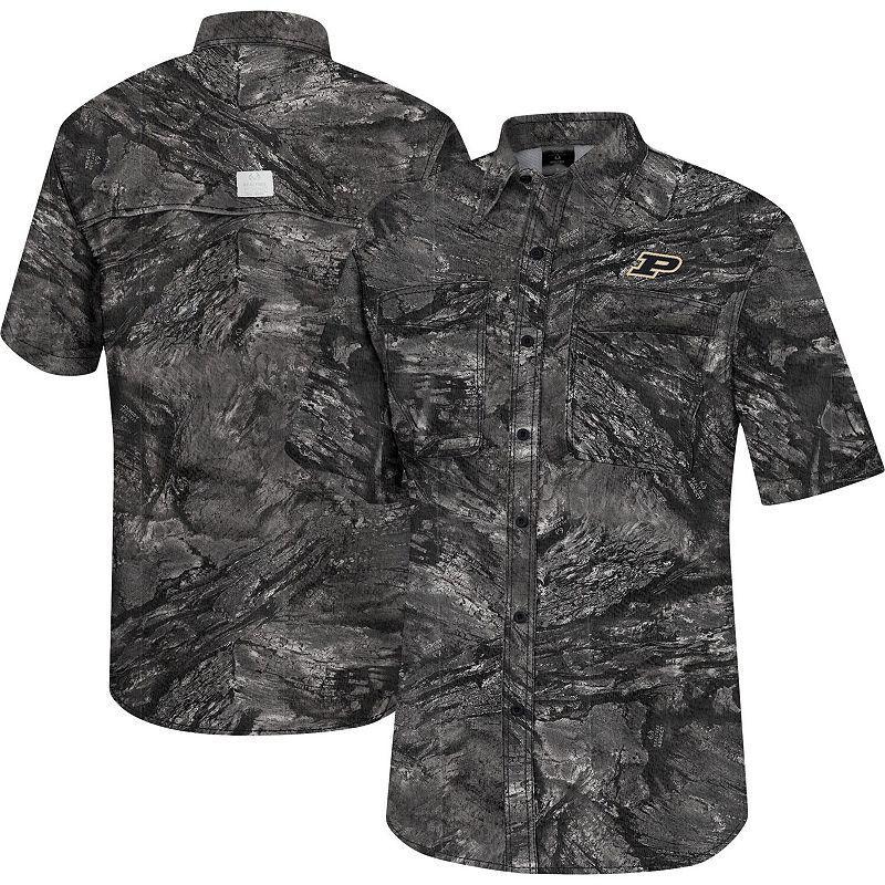 Men's Colosseum  Charcoal Appalachian State Mountaineers Realtree Aspect Charter Full-Button Fishing Shirt, Size: XL, App Charco Product Image