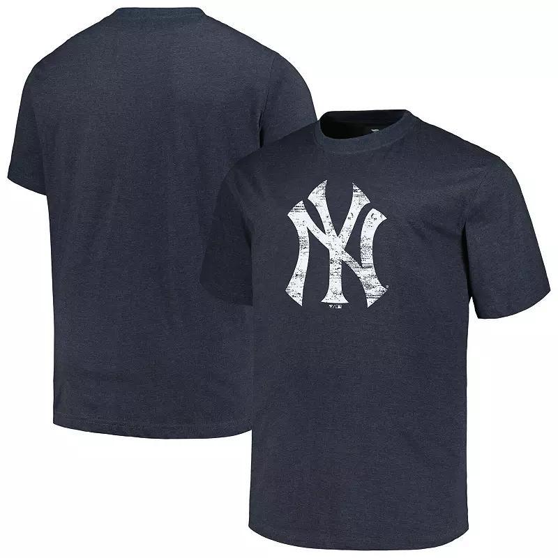 Men's Profile Heather Navy New York Yankees Big & Tall Weathered Logo T-Shirt, Size: 6XB, Blue Product Image