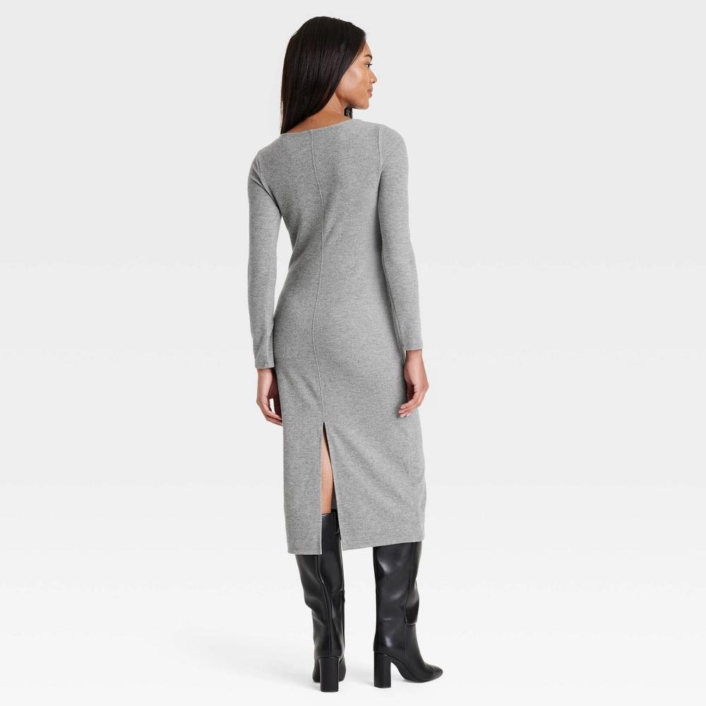 Womens Long Sleeve Knit Midi Shift Dress - A New Day Product Image