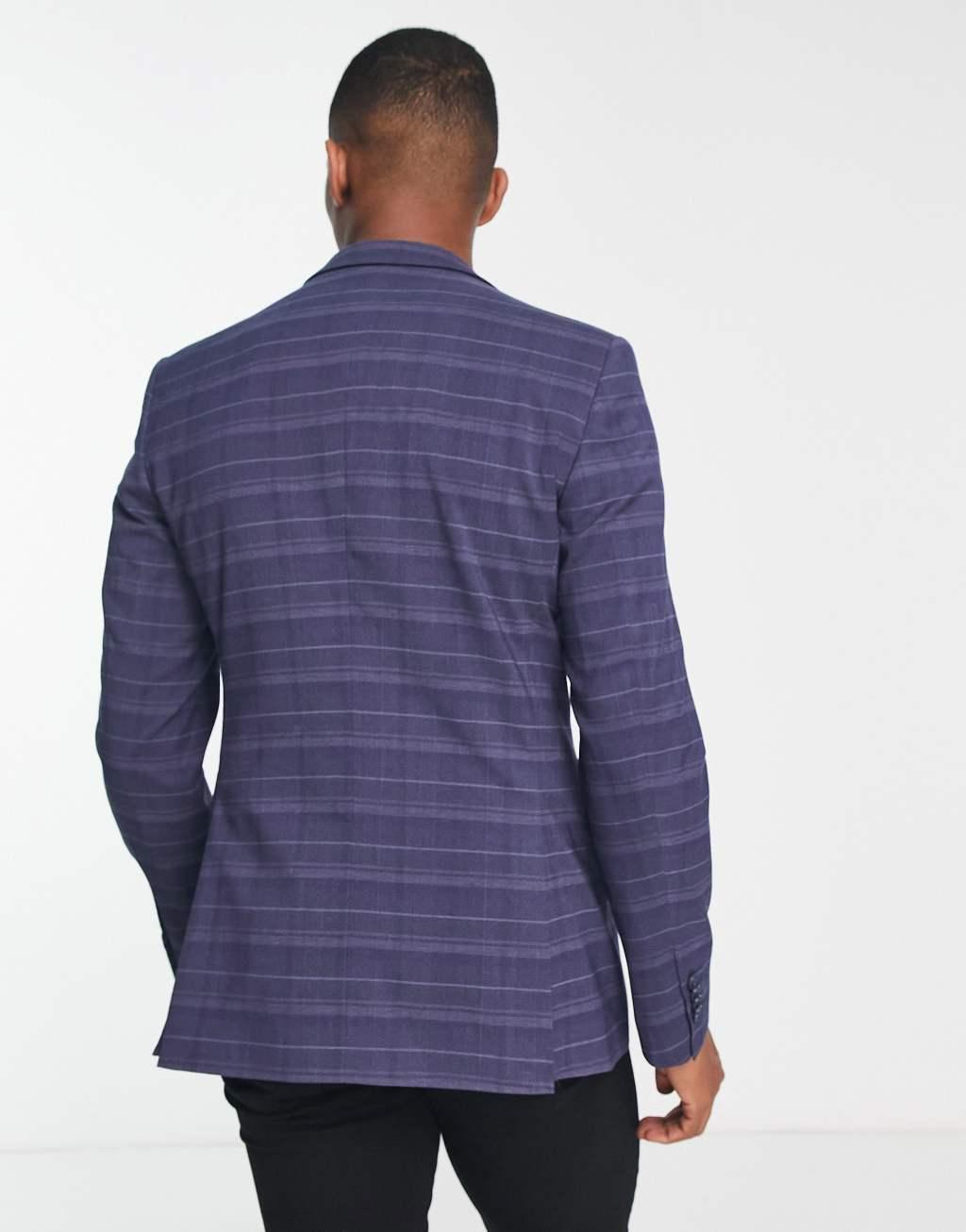 French Connection suit jacket in navy check Product Image